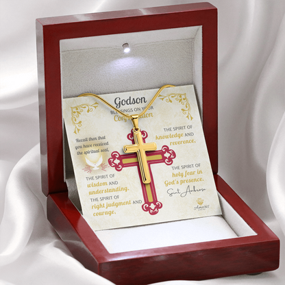 Godson Blessings On Your Confirmation Personalized Cross Necklace