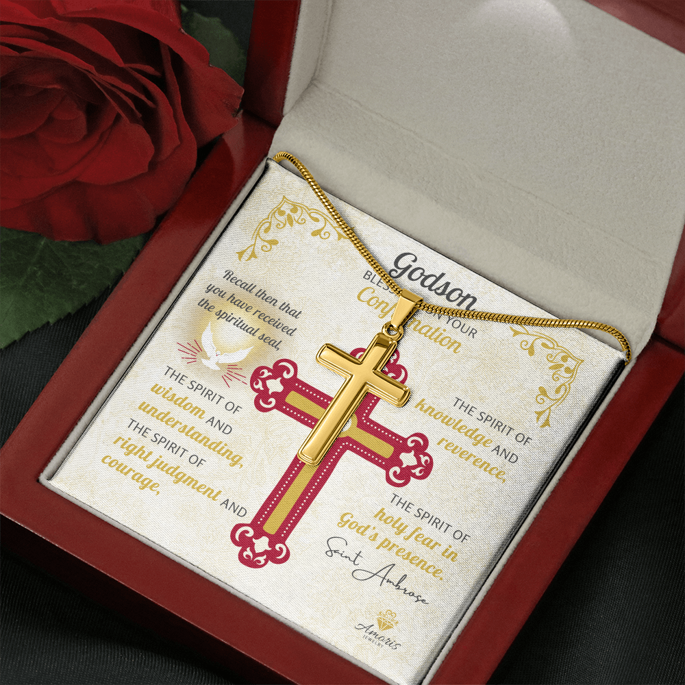 Godson Blessings On Your Confirmation Personalized Cross Necklace
