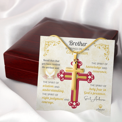 Brother Blessings On Your Confirmation Personalized Cross Necklace