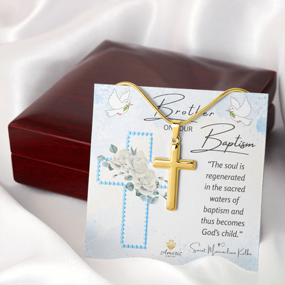 Brother On Your Baptism Personalized Cross Necklace
