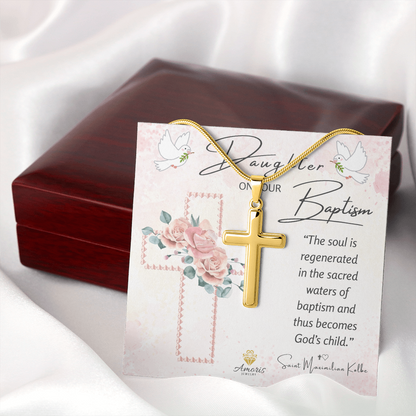 Daughter On Your Baptism Personalized Cross Necklace