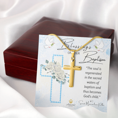 Blessings On Your Baptism Personalized Cross Necklace for Boys
