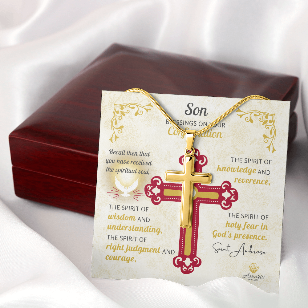 Son Blessings On Your Confirmation Personalized Cross Necklace