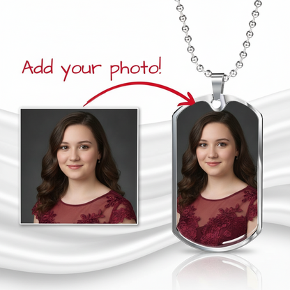 Photo Dog Tag Necklace with Personalized Engraving