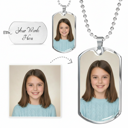 Photo Dog Tag Necklace with Personalized Engraving