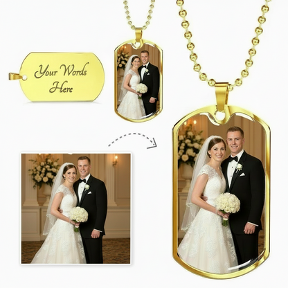 Photo Dog Tag Necklace with Personalized Engraving