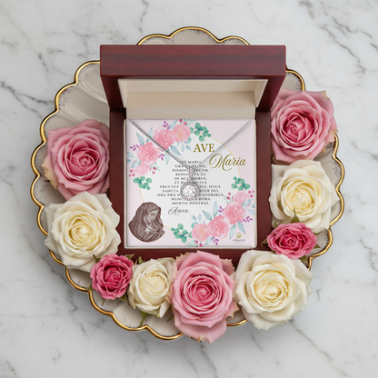 Ave Maria Necklace with LATIN Prayer Card
