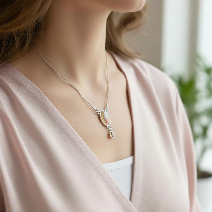 Our Lady of Guadalupe Birthstone Necklace with Prayer Card in ENGLISH or SPANISH