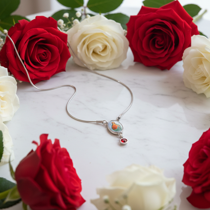 Sacred Heart of Jesus Necklace with Prayer Card in ENGLISH or SPANISH