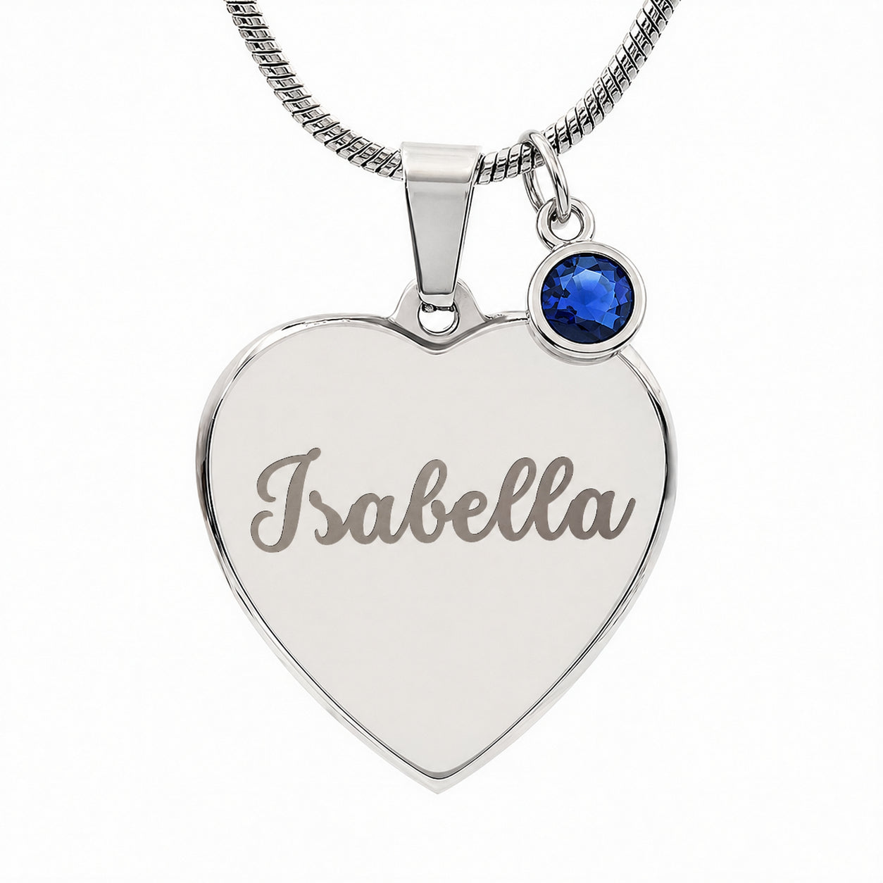 Custom Name and Birthstone Heart Necklace – Personalized Gift in Stainless Steel