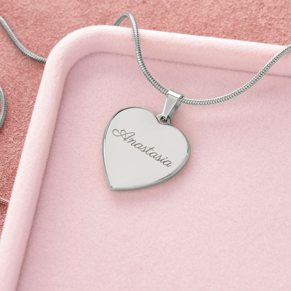 Custom Name and Birthstone Heart Necklace – Personalized Gift in Stainless Steel