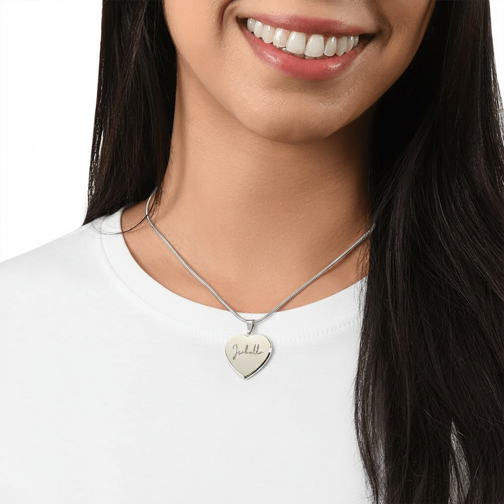 Custom Name and Birthstone Heart Necklace – Personalized Gift in Stainless Steel