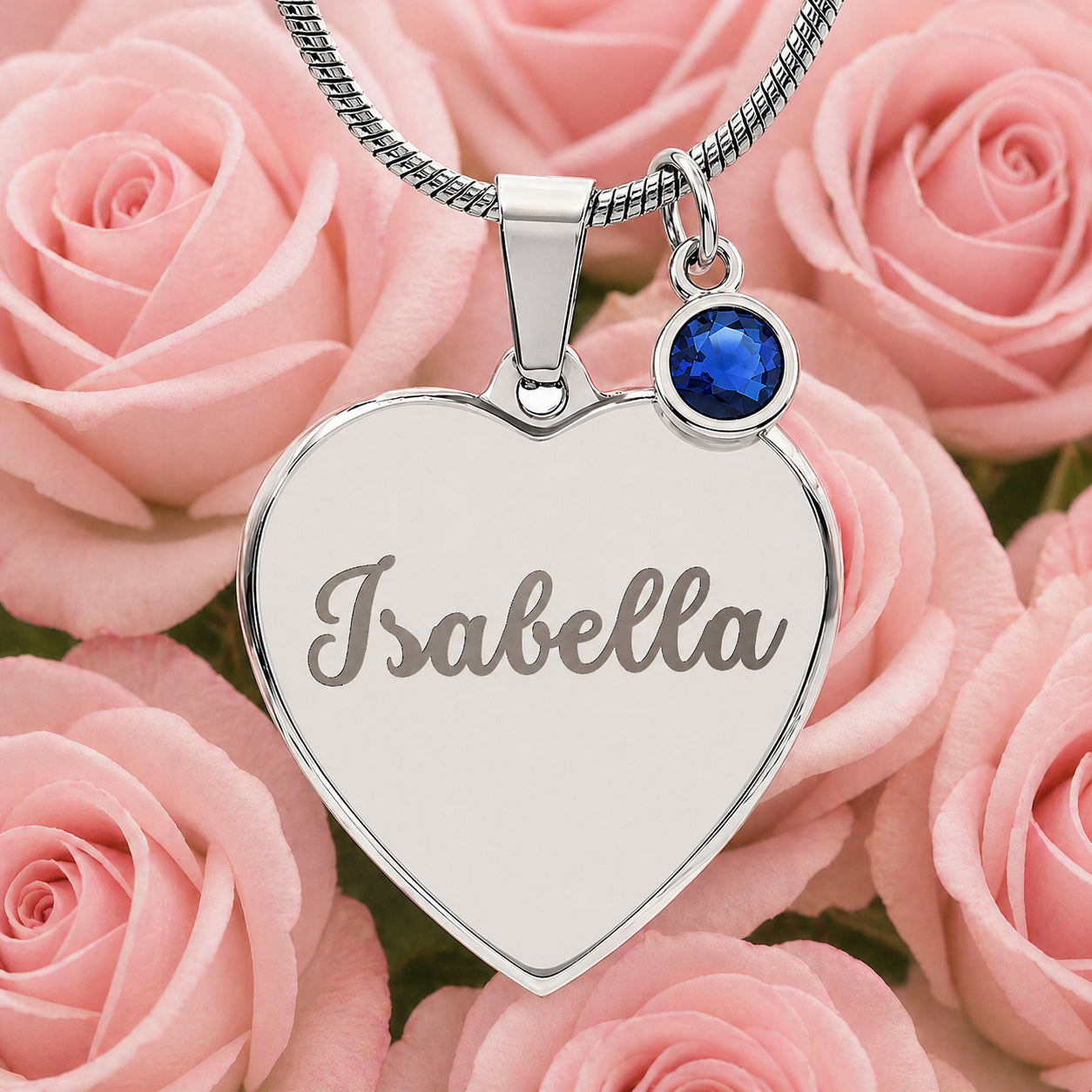 Custom Name and Birthstone Heart Necklace – Personalized Gift in Stainless Steel
