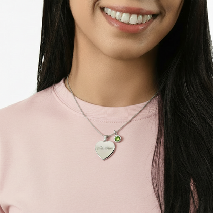 Custom Name and Birthstone Heart Necklace – Personalized Gift in Stainless Steel