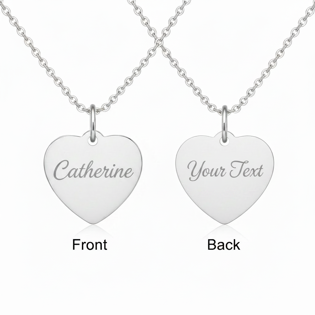 Custom Name Birthstone Heart Necklace with Personalized Engraving