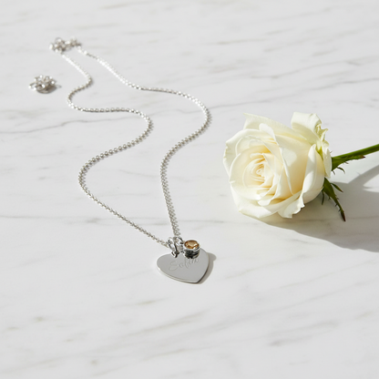 Custom Name Birthstone Heart Necklace with Personalized Engraving
