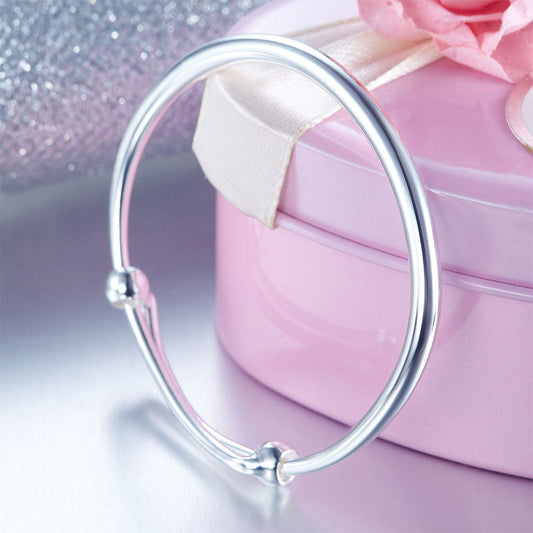 Pulsera ajustable de plata pura para niñas