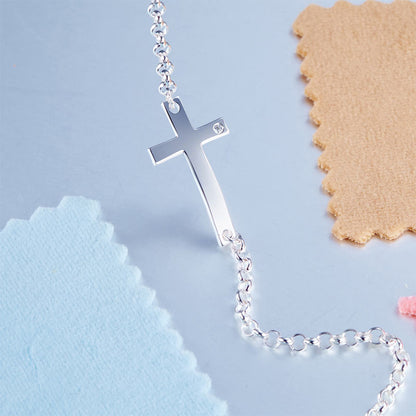 Cross Chain Adjustable Bracelet in Sterling Silver for Girls
