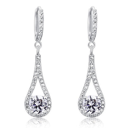 1 CT. Round Simulated Diamond Teardrop Drop Earrings in Sterling Silver