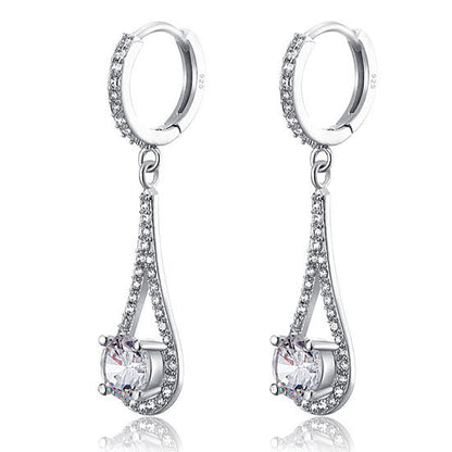 1 CT. Round Simulated Diamond Teardrop Drop Earrings in Sterling Silver