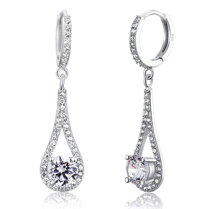 1 CT. Round Simulated Diamond Teardrop Drop Earrings in Sterling Silver
