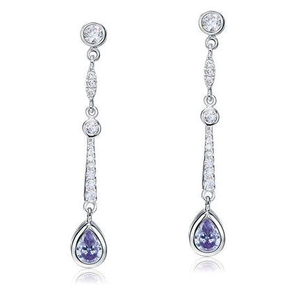 1 CT. Purple Simulated Sapphire Drop Earrings in Sterling Silver