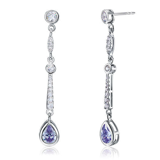 1 CT. Purple Simulated Sapphire Drop Earrings in Sterling Silver