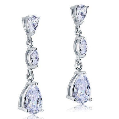 Aretes colgantes de diamantes simulados de talla pera de 2 quilates en plata de ley