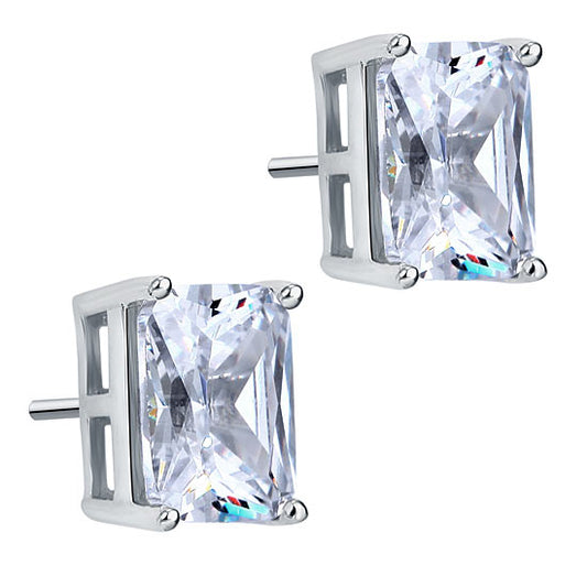Aretes de plata de ley con diamantes simulados de 4 quilates