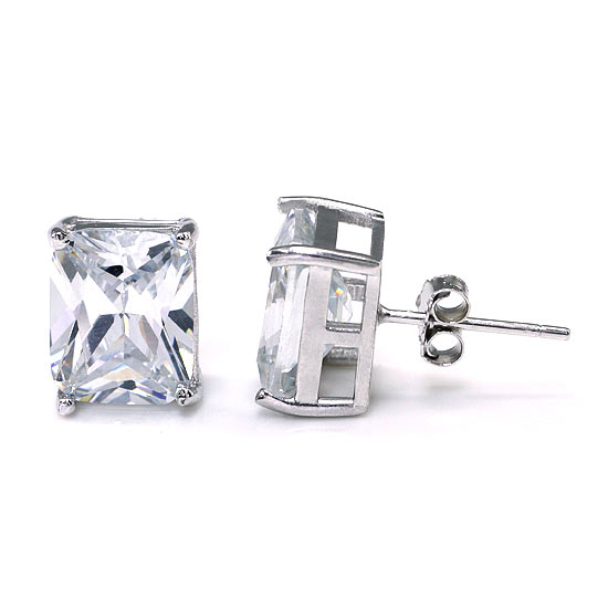 Boucles d'oreilles à tige en argent sterling avec diamants synthétiques de 4 carats