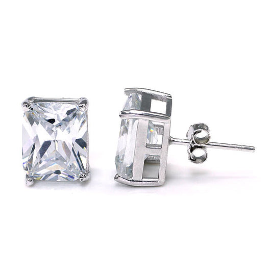 Aretes de plata de ley con diamantes simulados de 4 quilates