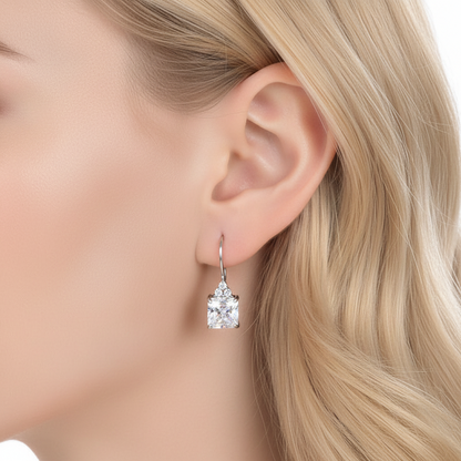 2 CT. Princess Cut Simulated Diamond Drop Earrings in Sterling Silver