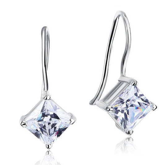 1.5 CT. Princess Cut Simulated Diamond Drop Earrings in Sterling Silver