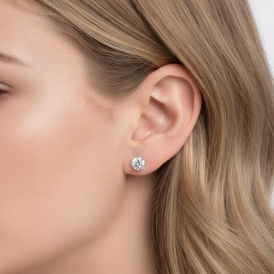 1 CT. Round Simulated Diamond Stud Earrings in Sterling Silver