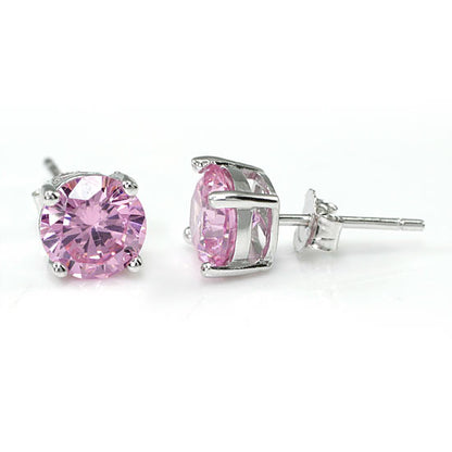 1 CT. Round Pink Simulated Diamond Stud Earrings in Sterling Silver