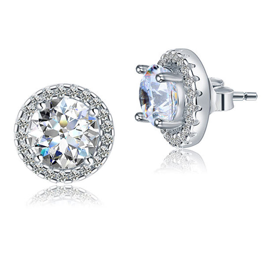 1.25 CT. Clear Simulated Diamond Removable Halo Stud Earrings in Sterling Silver