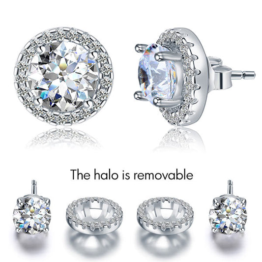 1.25 CT. Clear Simulated Diamond Removable Halo Stud Earrings in Sterling Silver