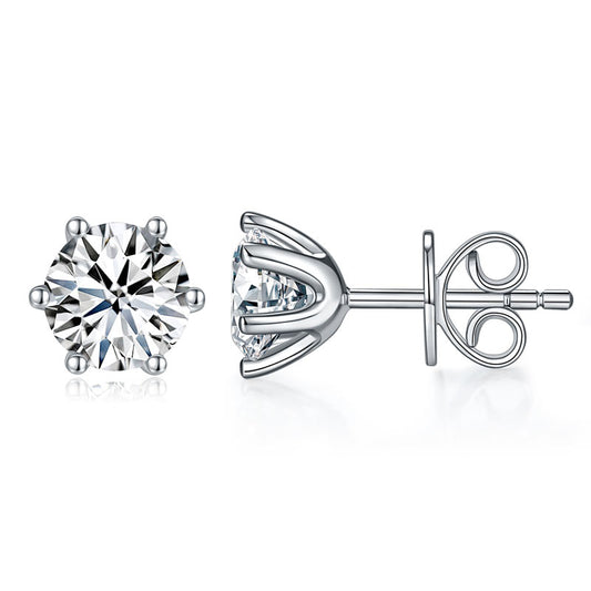 1 CT. Moissanite Diamond Stud Earrings in Sterling Silver