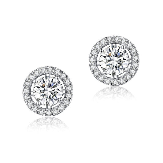 1 CT. Moissanite Diamond Removable Halo Stud Earrings in Sterling Silver
