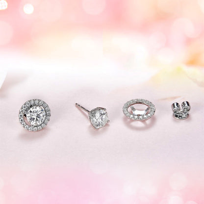 1 CT. Moissanite Diamond Removable Halo Stud Earrings in Sterling Silver