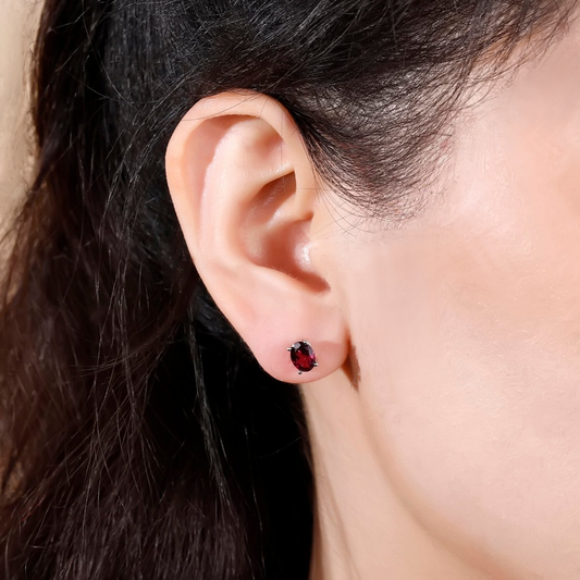 Boucles d'oreilles à tige GRACE en argent sterling avec pierre précieuse ovale de 1,2 carat