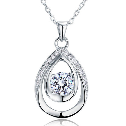 1 CT. Round Double Teardrop Pendant Necklace in Sterling Silver