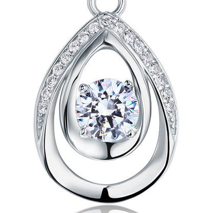 1 CT. Round Double Teardrop Pendant Necklace in Sterling Silver