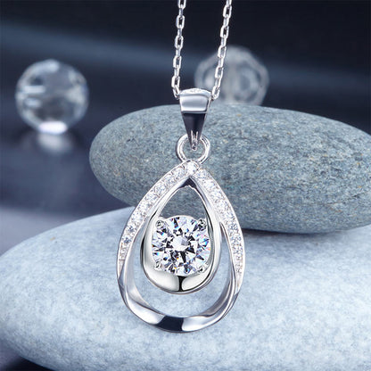 1 CT. Round Double Teardrop Pendant Necklace in Sterling Silver