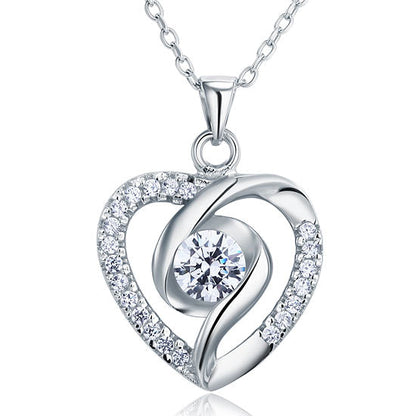 Simulated Diamond Heart Pendant Necklace in Sterling Silver