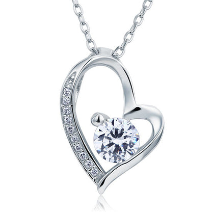1 CT. Simulated Diamond Heart Pendant Necklace in Sterling Silver