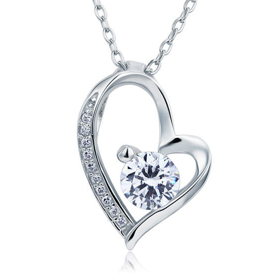 1 CT. Simulated Diamond Heart Pendant Necklace in Sterling Silver