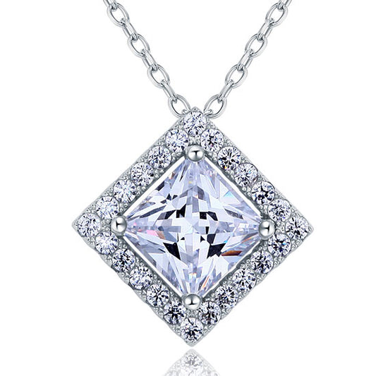 1.5 CT. Princess Cut Simulated Diamond Pendant Necklace in Sterling Silver