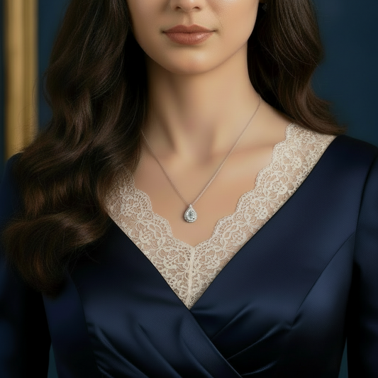 1 CT. Round Simulated Diamond Halo Pendant Necklace in Sterling Silver