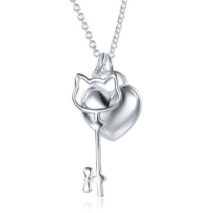 Collar con colgante de llave de corazón en plata de ley para niñas